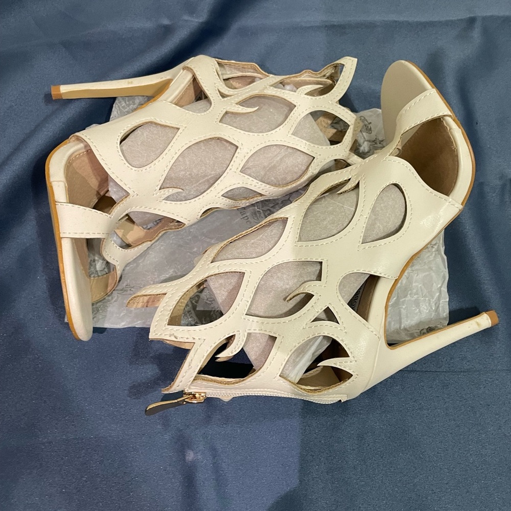 Cape Robbins Laser Cut Peeptoe Bootie Heels